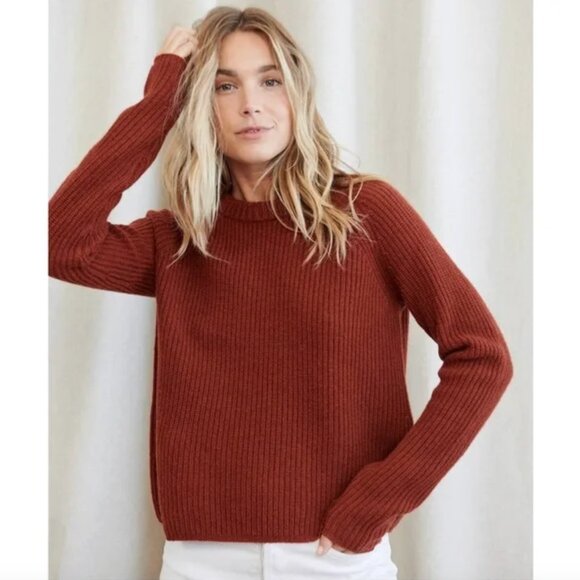 Jenni Kayne Cashmere Fisherman Sweater Rust - Picture 1 of 7